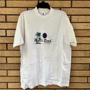Vintage White Short Sleeve Tee with Palm Tree Graphic